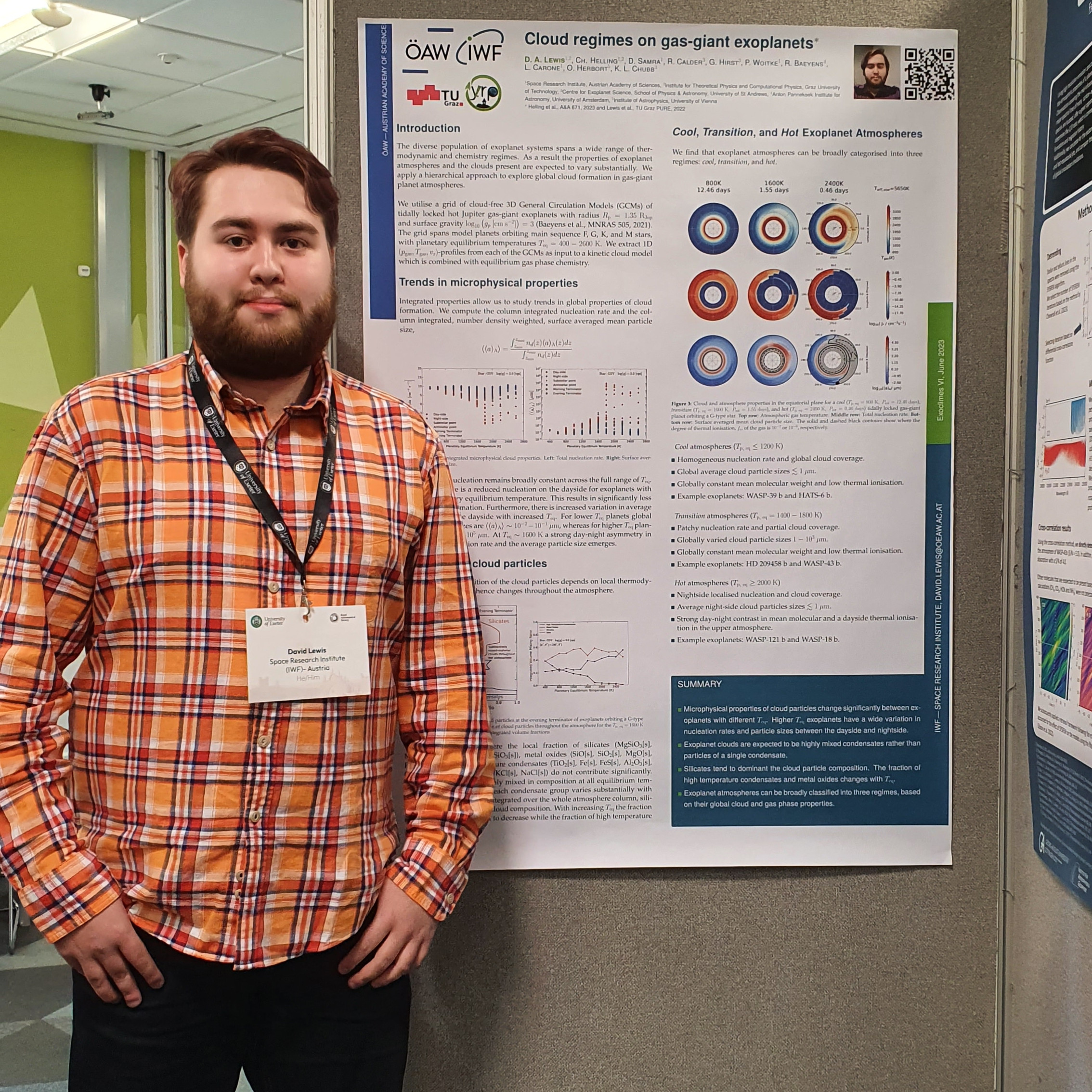 Photo of David A. Lewis presenting a poster at the Exoclimes VI conference.