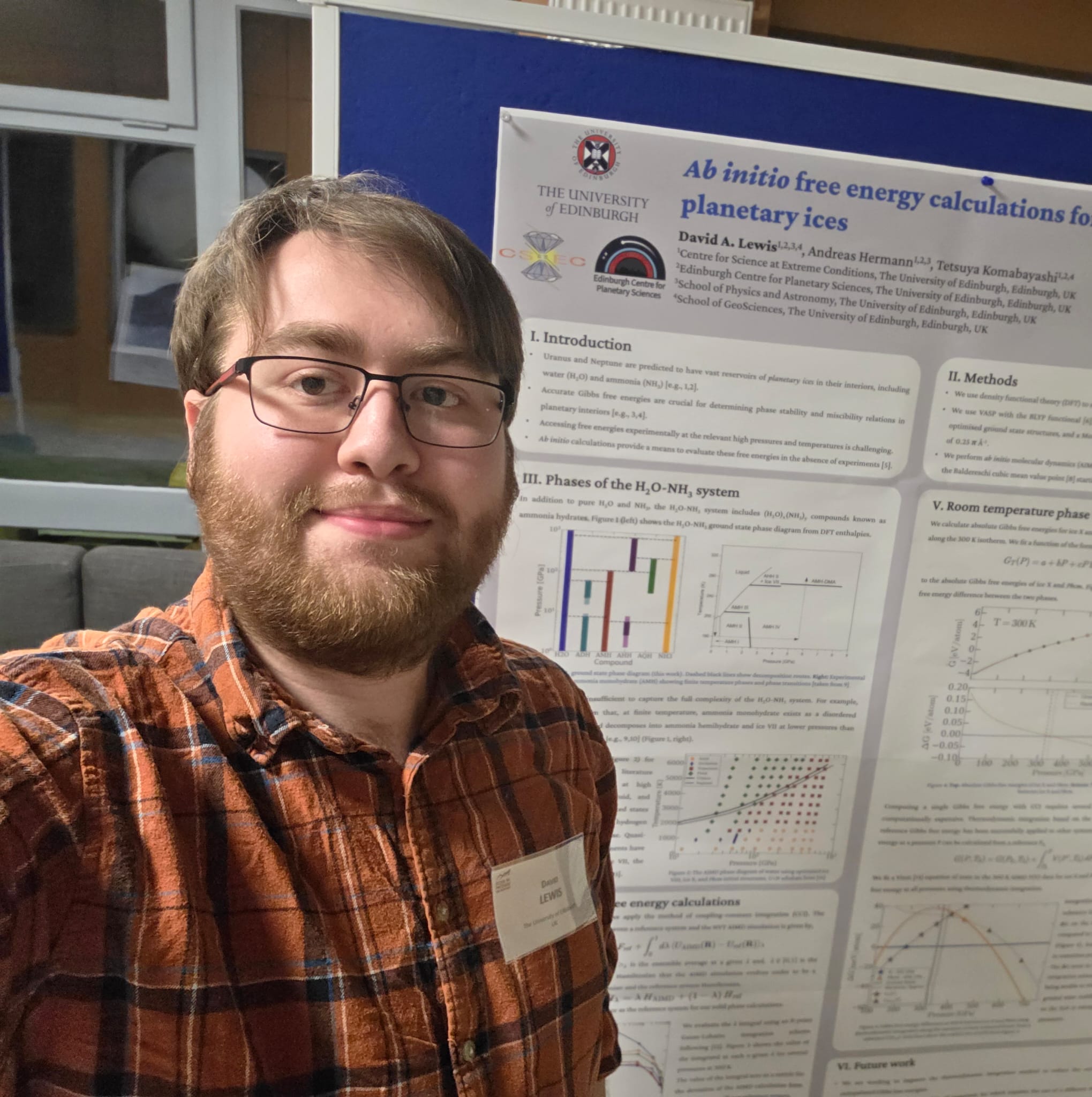 Photo of David A. Lewis presenting a poster in Les Houches in 2026.